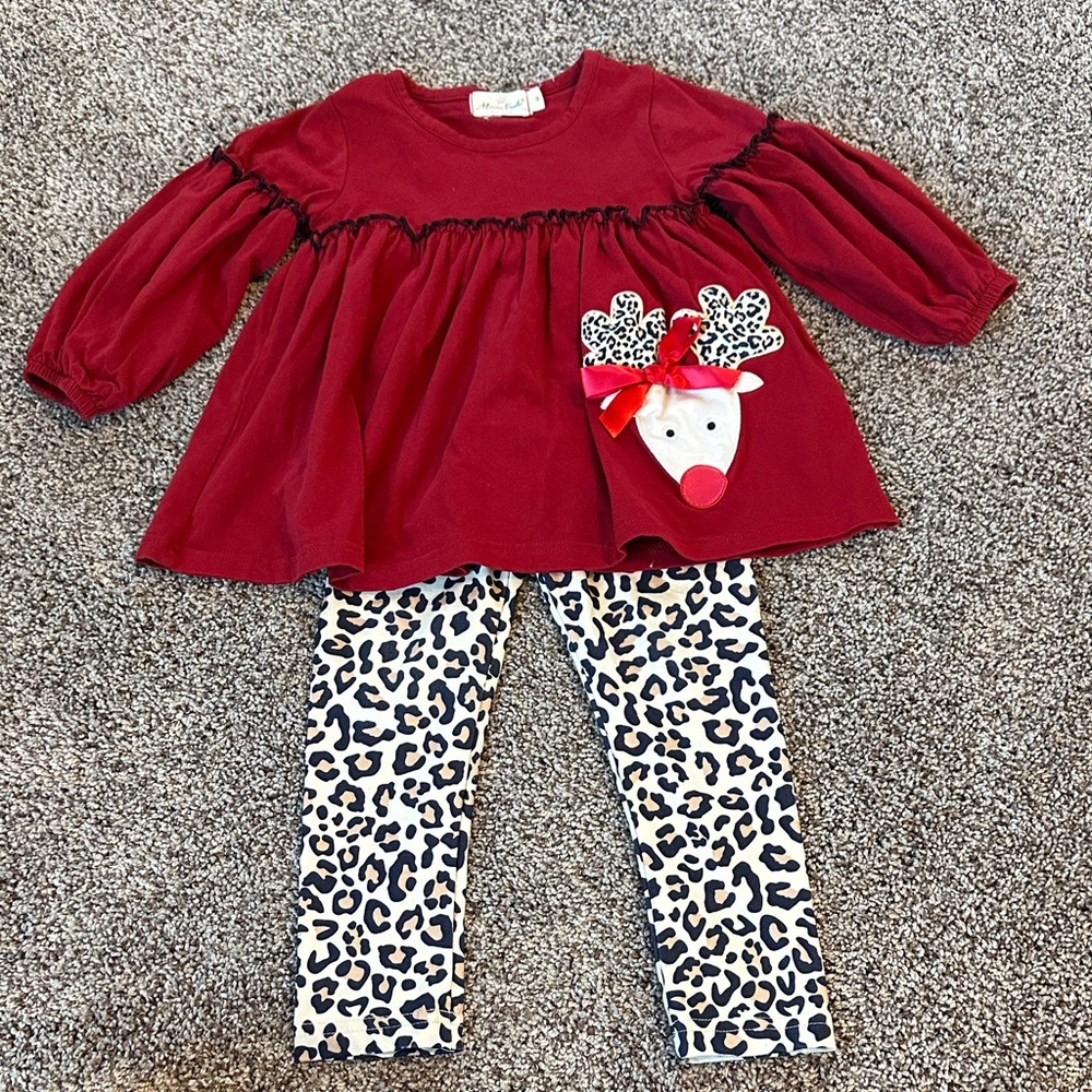 Kids Festive Red Reindeer Matching Set